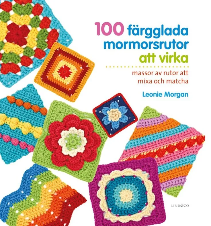 100 färgglada mormorsrutor att virka