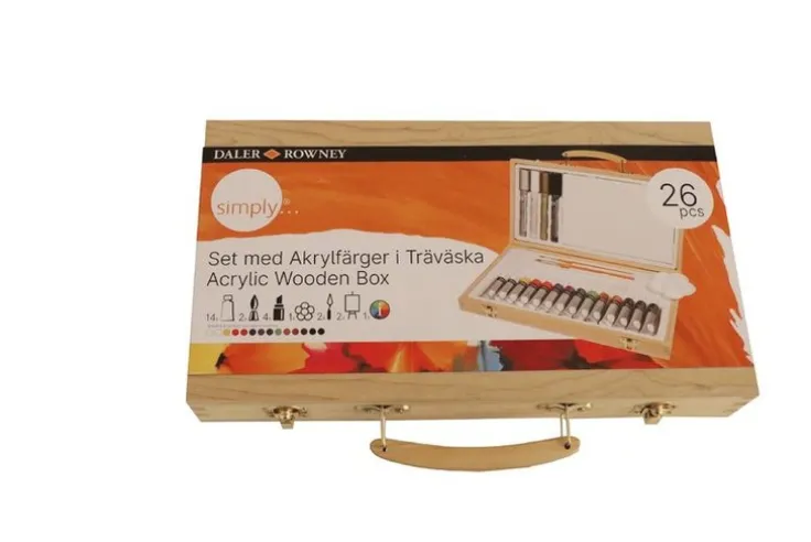 Akrylfärg Simply träväska 26 delar