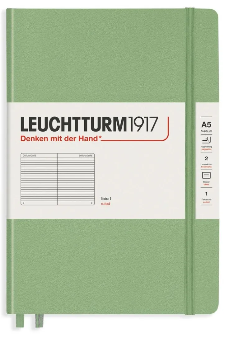 Anteckningsbok A5 Leuchtturm1917 linjerad Sage