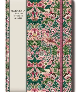 Anteckningsbok A5 linjerad - William Morris : Strawberry Thief Blush,