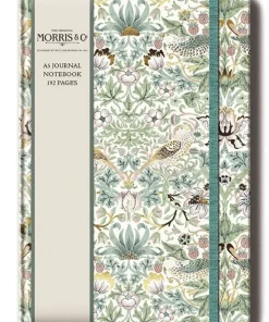 Anteckningsbok A5 linjerad - William Morris : Strawberry Thief Spring
