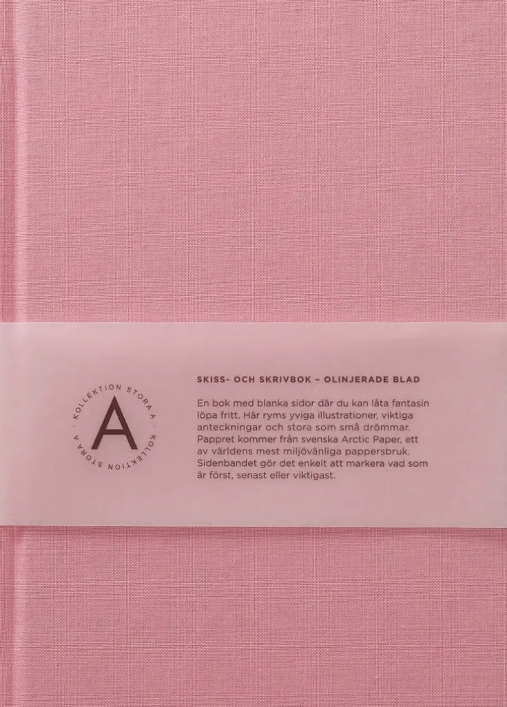 Anteckningsbok A5 olinjerad textil rosa