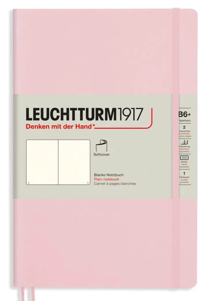 Anteckningsbok Leuchtturm B6 olinjerad mjuk puderrosa