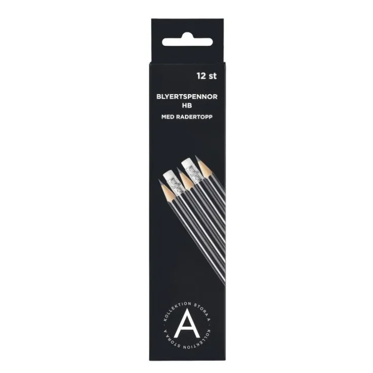 Blyertspenna HB med radertopp 12-pack