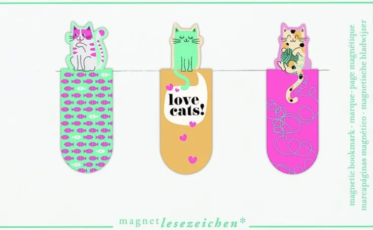 Bokmärke med magnet - Love Cats