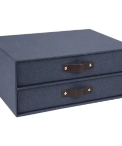 Box m 2 lådor Birger canvas blå