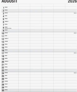 Familjekalender 2026 Black and white 5 kolumner