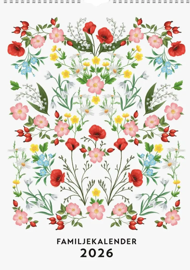 Familjekalender 2026 Illustrerad blomster