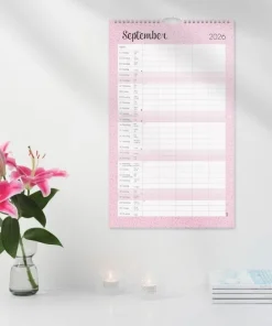 Familjekalender 2026 Pastell stickers