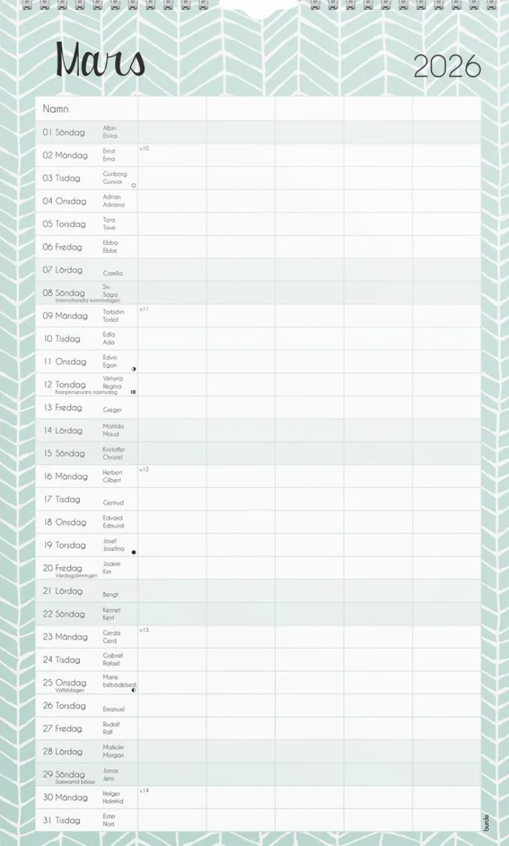 Familjekalender 2026 Pastell stickers