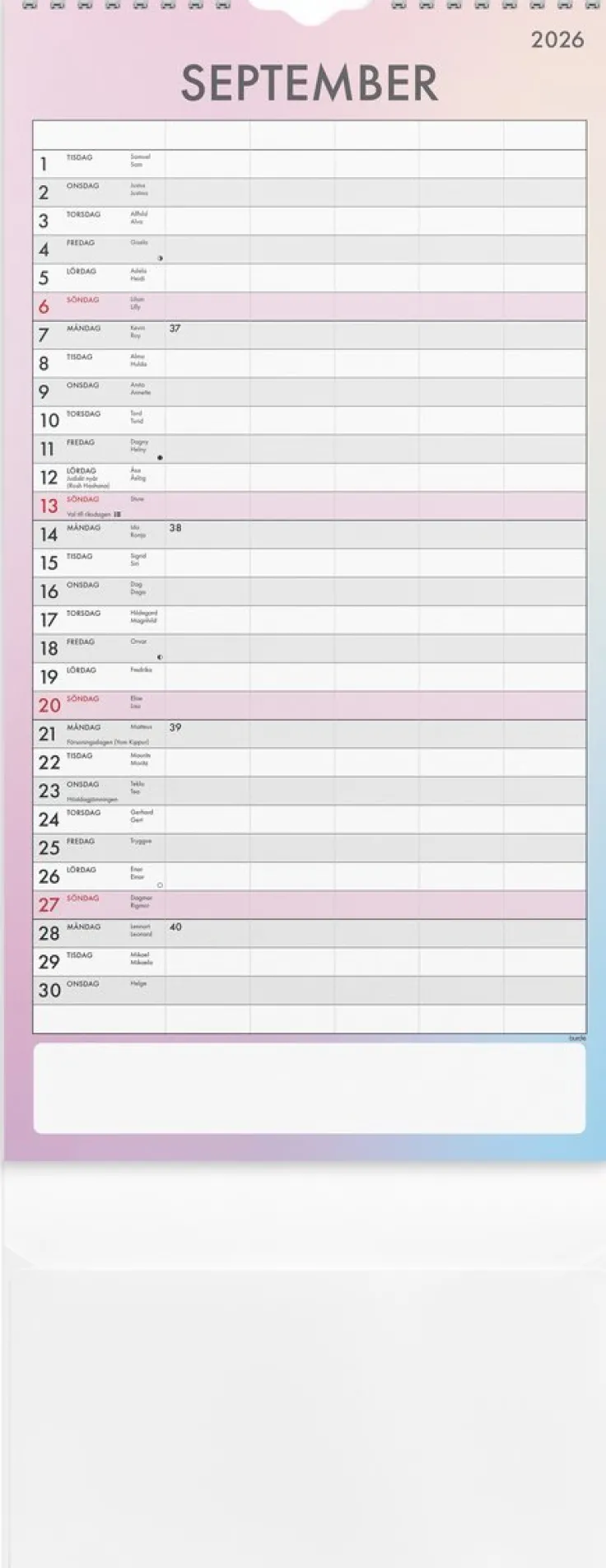 Familjekalender 2026 Tydlig