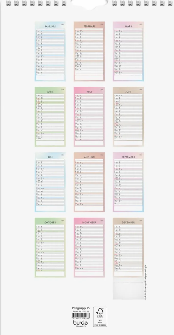 Familjekalender 2026 Tydlig