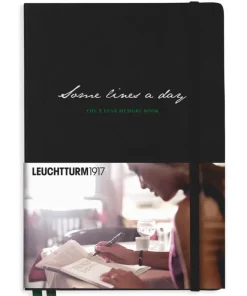 Femårsdagbok Leuchtturm1917 A5 "Some lines a day" Black