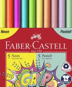 Fiberspetspenna Grip 10 färger neon/pastell