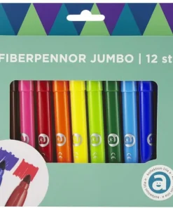 Fiberspetspenna Jumbo 12 färger