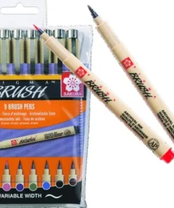 Fiberspetspenna Pigma Brush 9 färger