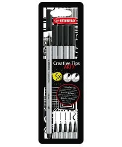 Fiberspetspenna Stabilo Creative Tips Arty 5-pack svart