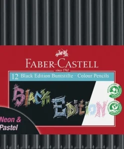 Färgpenna Faber-Castell Black Edition neon+ pastell 12 färger