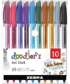 Gelpenna Zebra Doodler'z glitter 10 färger