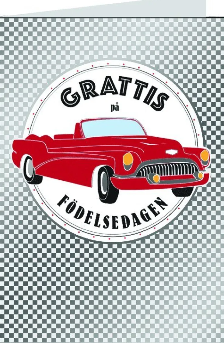 Gratulationskort med kuvert - Röd Cabriolet