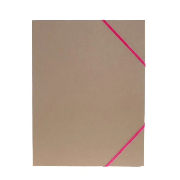 Gummibandsmapp A4 kartong rosa band natur