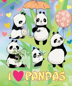 I love Pandas Målarbok