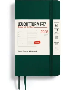 Kalender 2025 A6 Vecka/Sida note soft Forest Green