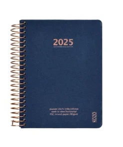 Kalender 2025 A6 vecka/uppslag marinblå