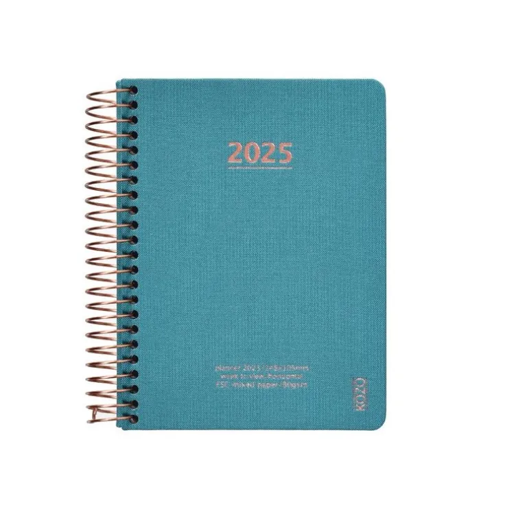 Kalender 2025 A6 vecka/uppslag blå
