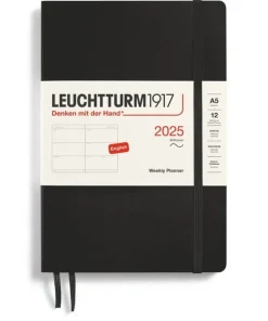 Kalender 2025 A5 Vecka/Uppslag soft Black