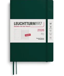 Kalender 2026 A5 Weekly Planner & Notebook Soft Forest Green