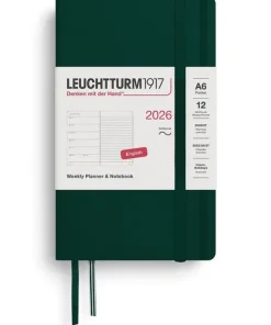 Kalender 2026 A6 Weekly Planner & Notebook Soft Forest Green