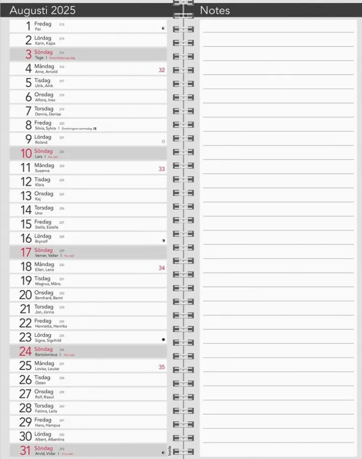 Kalender 2025 Bordskalender Elegant spiral