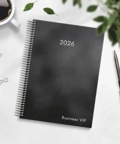 Kalender 2026 Business VIP svart konstläder