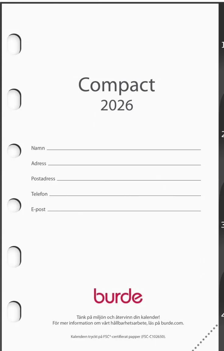 Kalender 2026 Compact grundsats