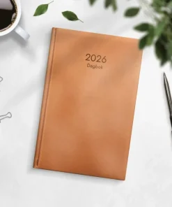 Kalender 2026 Dagbok cognac konstläder