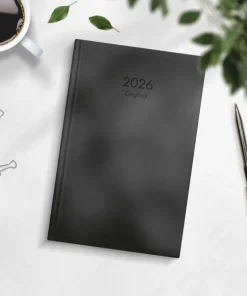 Kalender 2026 Dagbok svart konstläder