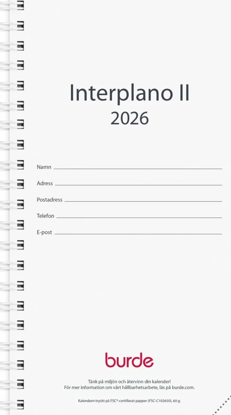 Kalender 2026 Interplano II refill