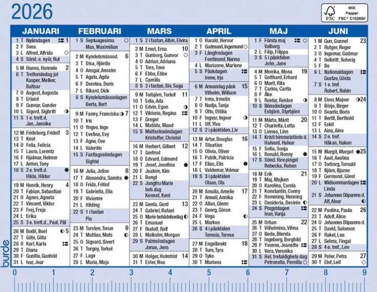 Kalender 2026 Kalenderkort