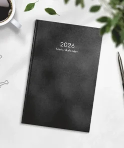 Kalender 2026 Kontorskalender svart konstläder