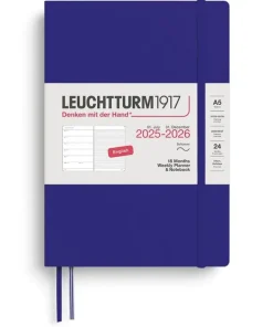 Kalender 2025-2026 Leuchtturm A5 Vecka/Uppslag notes 18mån mjuk Ink