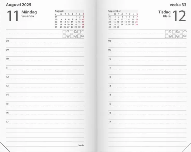 Kalender 2025 Lilla Agendan svart konstläder