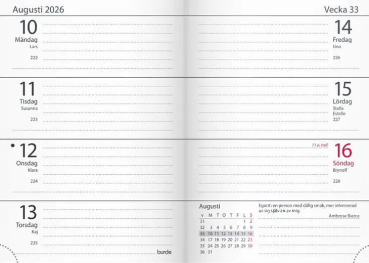 Kalender 2026 Lilla Fickdagboken svart plast