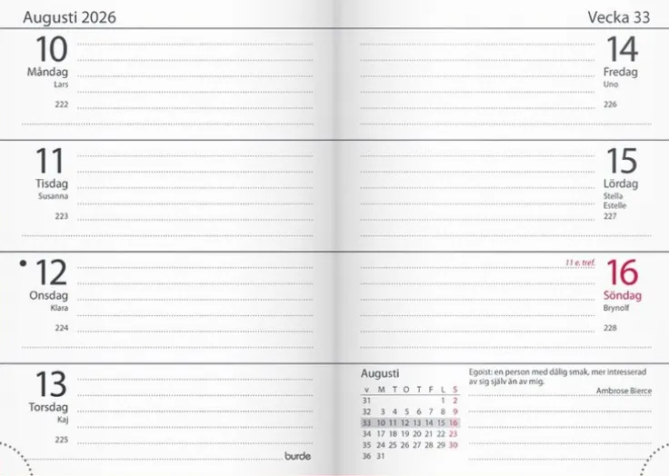 Kalender 2026 Lilla Fickdagboken rött konstläder