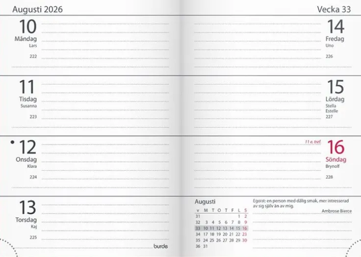 Kalender 2026 Lilla Fickdagboken Vega rosa