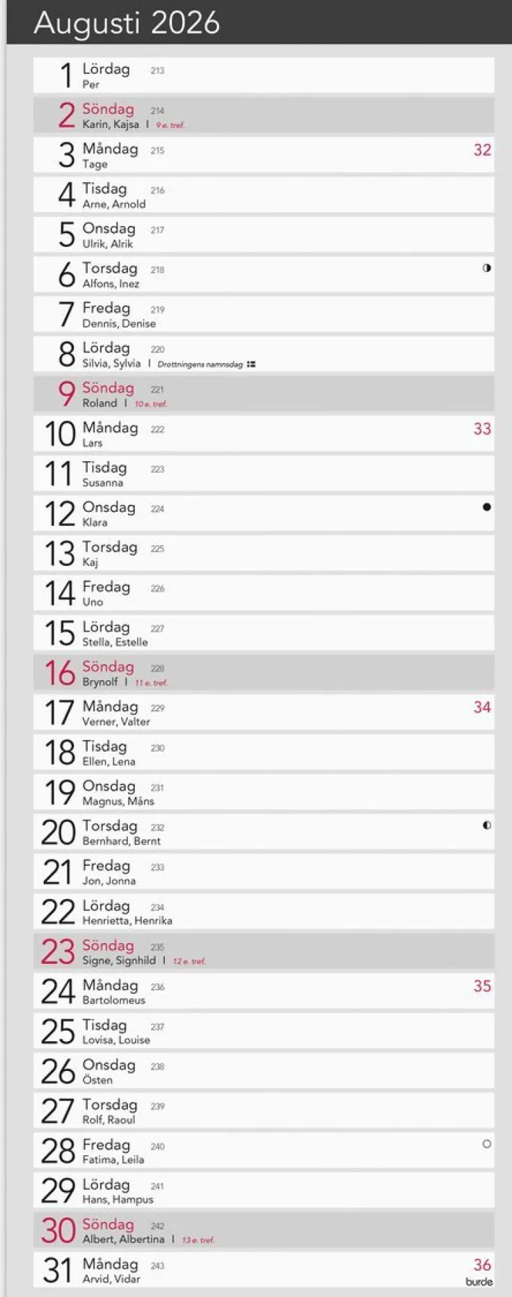 Kalender 2026 Liten Bordskalender Elegant