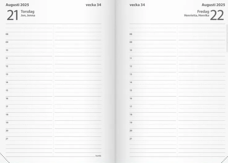 Kalender 2025 Liten Dagbok blått konstläder