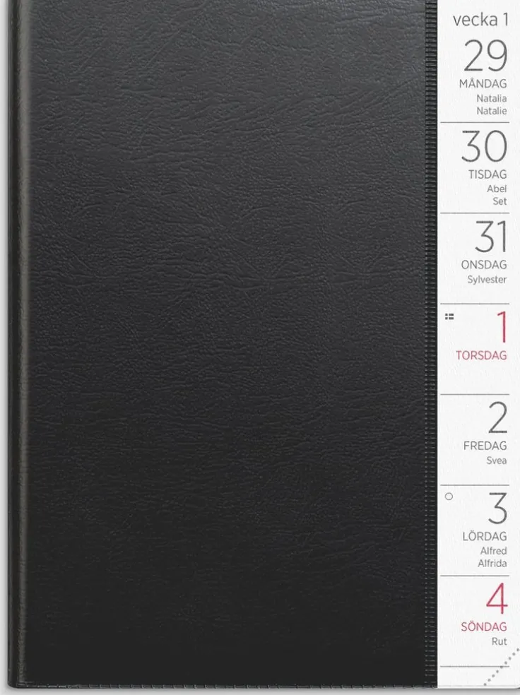Kalender 2026 Liten Veckokalender svart plast