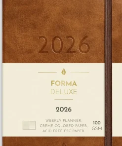 Kalender 2026 Liten Veckokalender Forma Deluxe brun