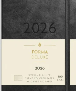 Kalender 2026 Liten Veckokalender Forma Deluxe svart